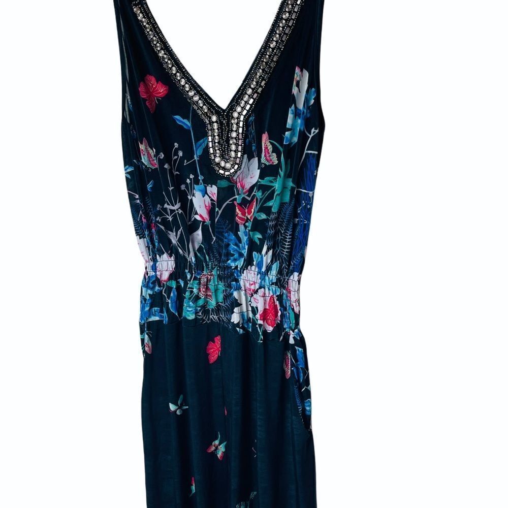 EUC ANGL Floral Black Sequined Printed Jumpsuit Medium